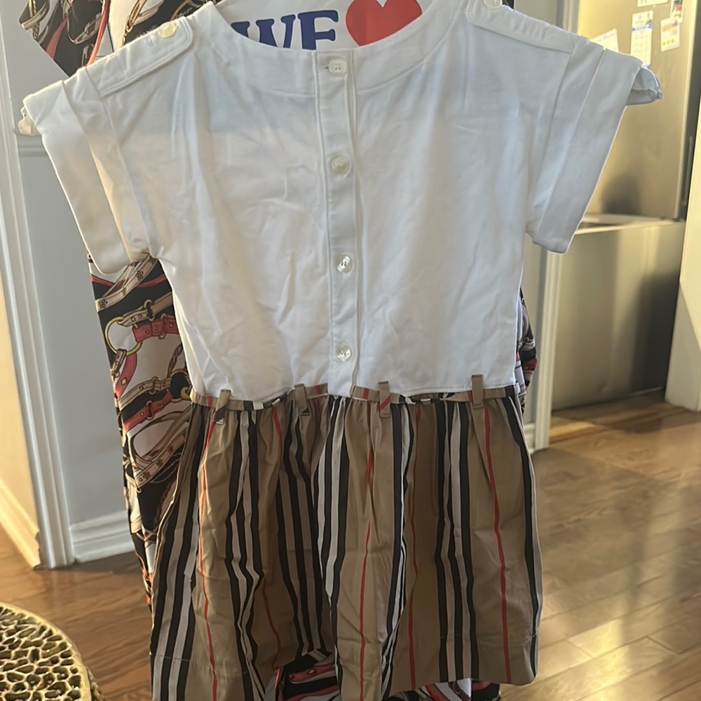 Burberry Kids Formal Dress - White and Tan